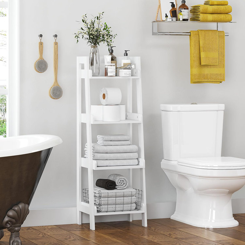Latitude Run® 4-Tier Ladder Shelf, Bathroom Shelf Freestanding, 4